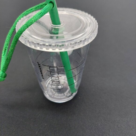 Starbucks Miniature Holiday 2014 Plastic Tumbler Green Straw Christmas Ornament - Picture 3 of 4
